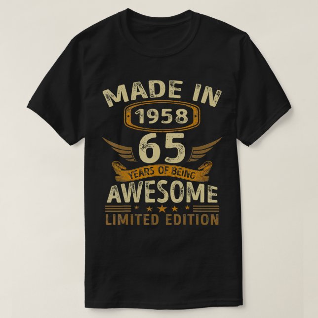 T-shirt Fabriqué En 1958 65 Ans D'Être Un Design Magnifiqu (Design devant)