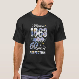 T-shirt Fabriqué en 1963 Floral 60 Ans 60e Anniversaire Fe