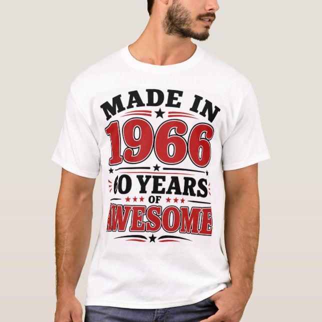T-shirt Fabriqué en 1966 60 ans de Génial (Devant)