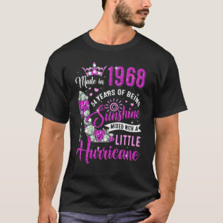 T-shirt Fabriqué En 1968 54 Ans Femmes Sunshine 54ème Birt