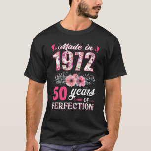 T-shirt Fabriqué En 1972 Floral 50 Ans 50E Anniversaire Ca