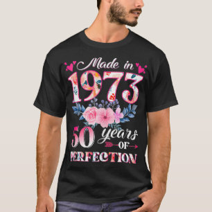 T-shirt Fabriqué En 1973 Floral 50 Ans 50e Anniversaire Gi