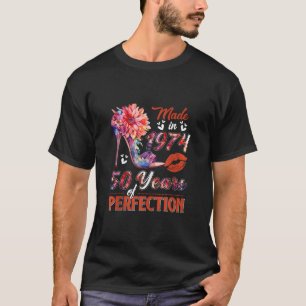 T-shirt Fabriqué En 1974 Floral 50 Ans Vintage 50ème Naiss