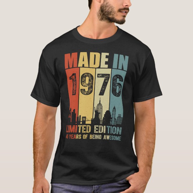 T-shirt Fabriqué En 1976 Édition Limitée 49 Ans (Devant)
