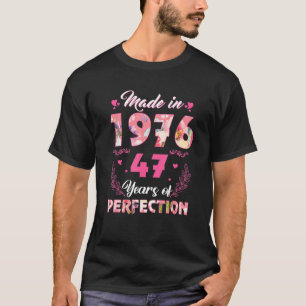 T-shirt Fabriqué En 1976 Floral 47 Ans 47ème Anniversaire