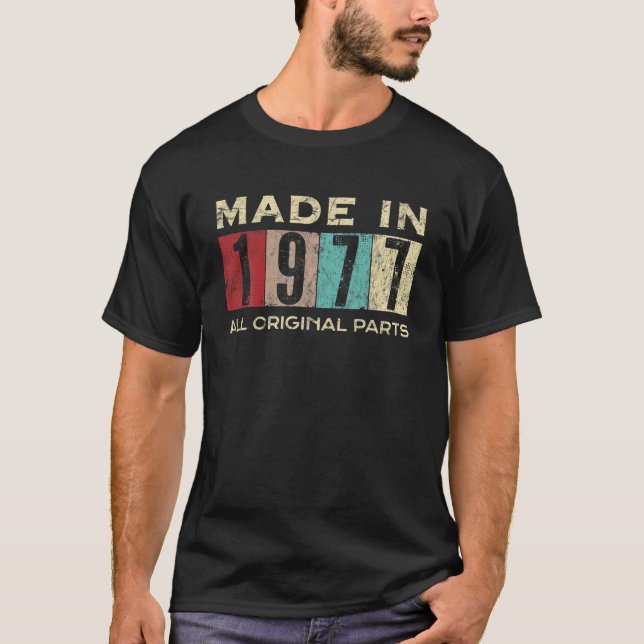 T-shirt Fabriqué En 1977 45 Ans 45E Anniversaire Retro All (Devant)