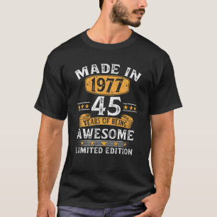 T-shirt Fabriqué En 1977 Cadeaux De 45 Ans Cadeaux De 45E 