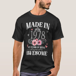 T-shirt Fabriqué En 1978 Floral 45 Ans 45ème Anniversaire