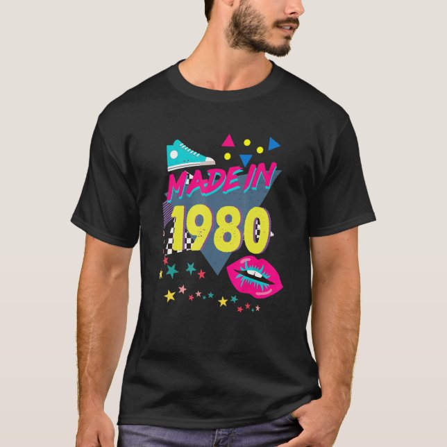 T-shirt Fabriqué En 1980 42e anniversaire 80s 90s 1990s 19 (Devant)