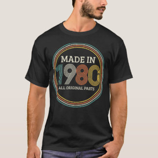T-shirt Fabriqué En 1980 Pièces Originales 40e Anniversair