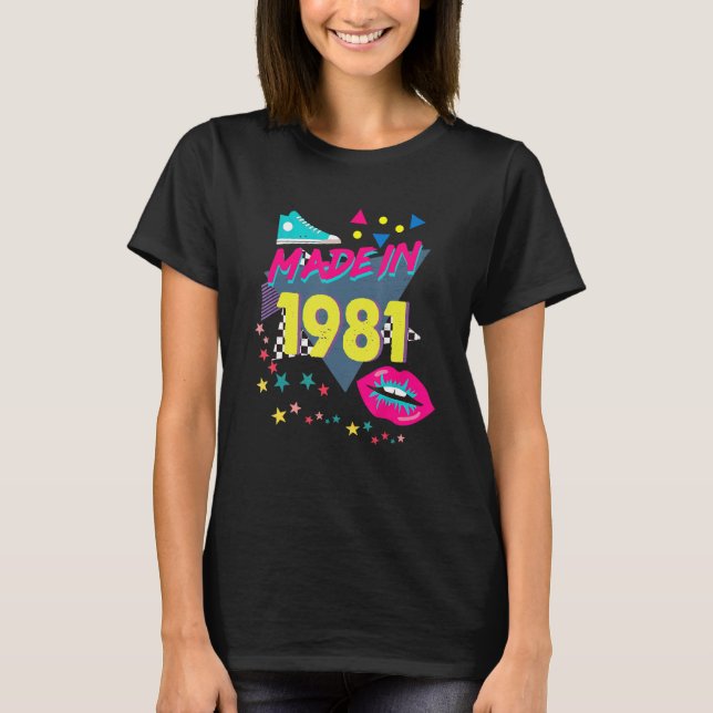 T-shirt Fabriqué En 1981 41e Anniversaire 80s 90s 1990s 19 (Devant)