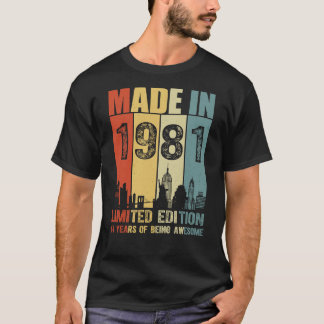 T-shirt Fabriqué En 1981 Édition Limitée 44 Ans