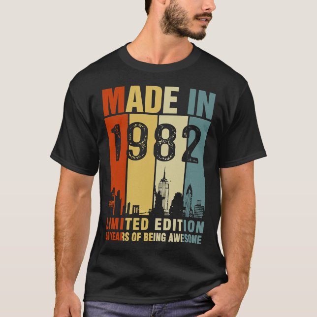 T-shirt Fabriqué En 1982 Edition Limitée 40 Ans D'Être Awe (Devant)