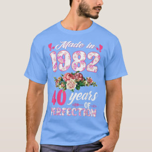 T-shirt Fabriqué En 1982 Floral 40 Ans 40e anniversaire Ca