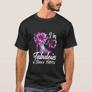 T-shirt Fabriqué En 1984 Floral 40 Ans Vintage 40ème Naiss