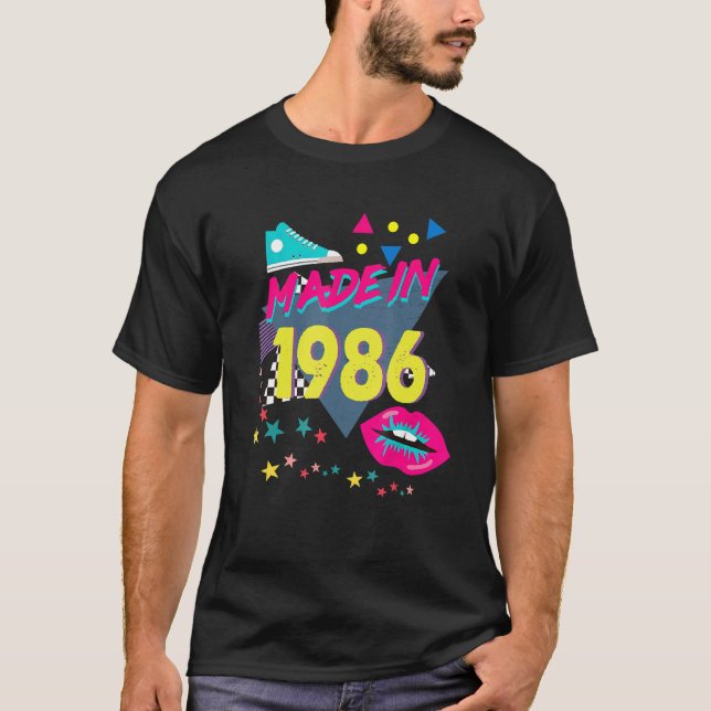 T-shirt Fabriqué En 1986 36e anniversaire 80s 90s 1990s 19 (Devant)