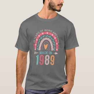 T-shirt Fabriqué En 1989 33 Ans Arc-En-Ciel 33E Anniversai