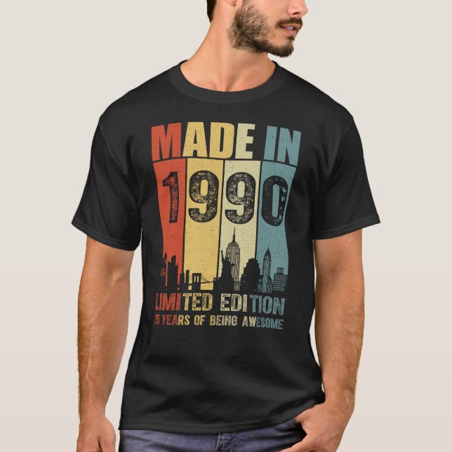 T-shirt Fabriqué En 1990 Édition Limitée 35 Ans (Devant)
