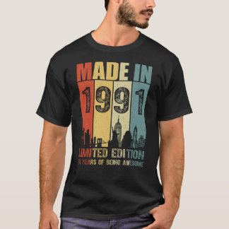 T-shirt Fabriqué En 1991 Édition Limitée 34 Ans