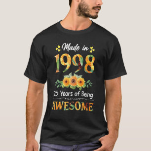 T-shirt Fabriqué En 1998 Tournesol 25 Ans 25 Ans
