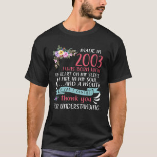 T-shirt Fabriqué En 2003, Je Suis Né Avec Mon Coeur Sur Le