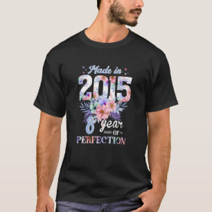 T-shirt Fabriqué En 2015 Floral 8 Ans 8ème Anniversaire Po