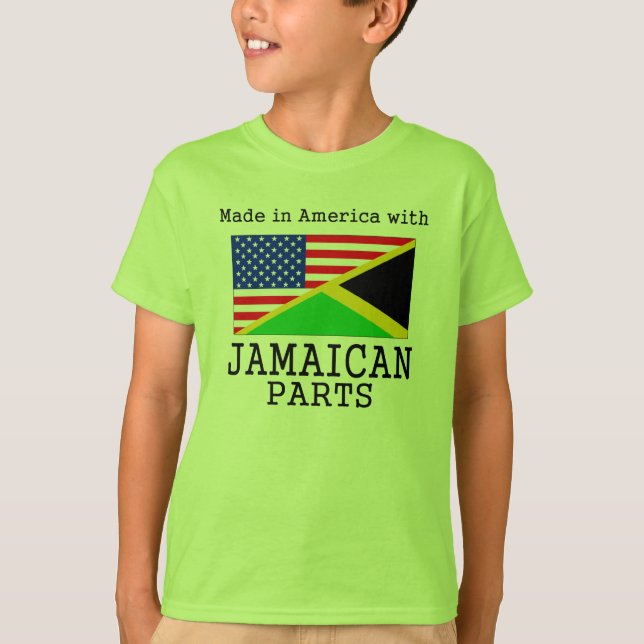 T-shirt Fabriqué En Amérique Avec Parties Jamaïcaines (Devant)