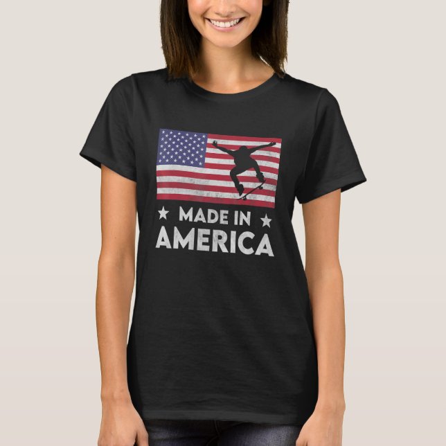 T-shirt Fabriqué En Amérique États-Unis Drapeau National P (Devant)