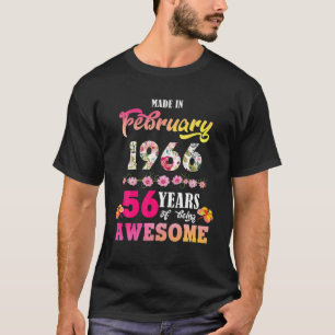 T-shirt Fabriqué En Février 1966 Mon Anniversaire 56 Ans D