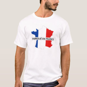 T-shirt fabriqué en france carte pays drapeau étiquette