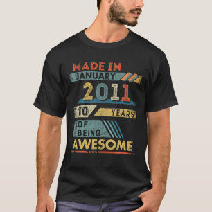 T-shirt Fabriqué En Janvier 2011 10 Ans 10E Anniversaire G