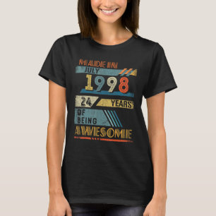 T-shirt Fabriqué En Juillet 1998 24 Ans 24 Ans