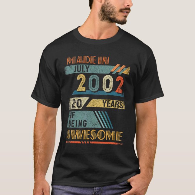 T-shirt Fabriqué En Juillet 2002 20 Ans 20e Anniversaire (Devant)