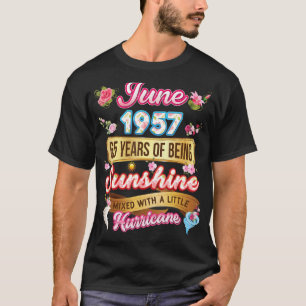 T-shirt Fabriqué En Juin 1957 Fille 65 Ans 65e Anniversair