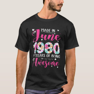 T-shirt Fabriqué En Juin 1980 Fleurs 41E Tenue Anniversair