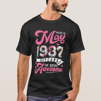 T-shirt Fabriqué En Mai 1937 Floral 86 86E Pour