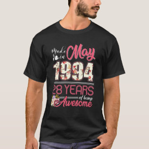 T-shirt Fabriqué En Mai 1994 Floral 28 Ans 28E Anniversair