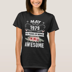 T-shirt Fabriqué En Mai 43 Ans Vintage 1979 43ème Annivers