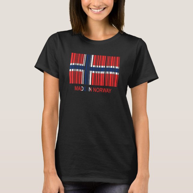T-shirt Fabriqué en Norvège Indicateur Code barre (Devant)