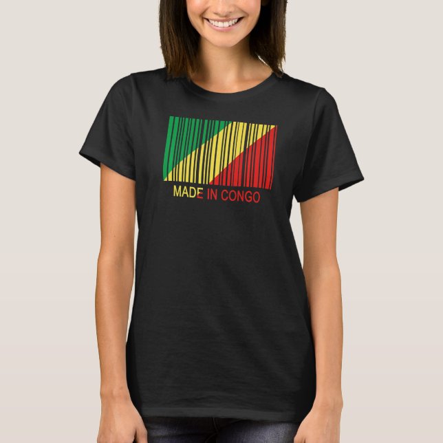 T-shirt Fabriqué en République du Congo Drapeau Code-barre (Devant)