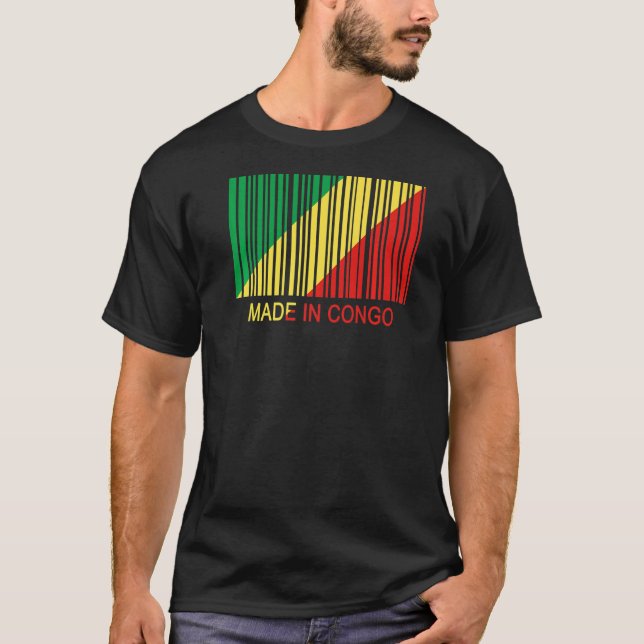 T-shirt Fabriqué en République du Congo Drapeau Code-barre (Devant)