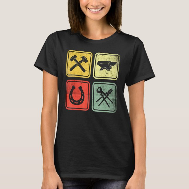 T-shirt Fabriqué marteau Forgé Pliers Horseshoe Forge (Devant)