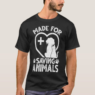 T-shirt Fabriqué Pour Sauver Animaux Vétérinaire Rétro Vet