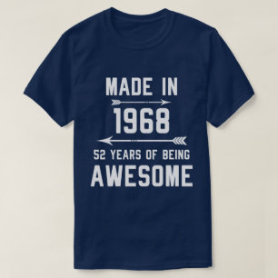 T-shirt Fabriquée en 1968 52 ans de femmes-cadeaux fantas