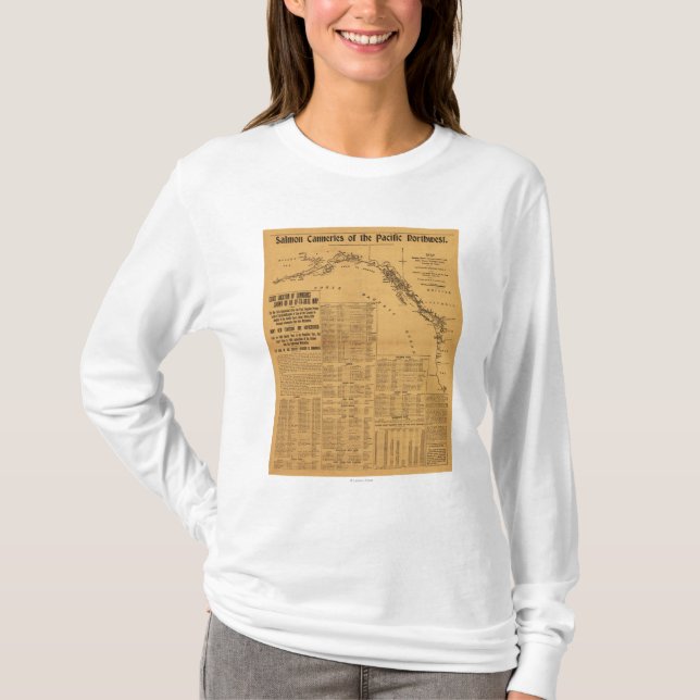 T-shirt Fabriques de conserves saumonées de la carte du (Devant)