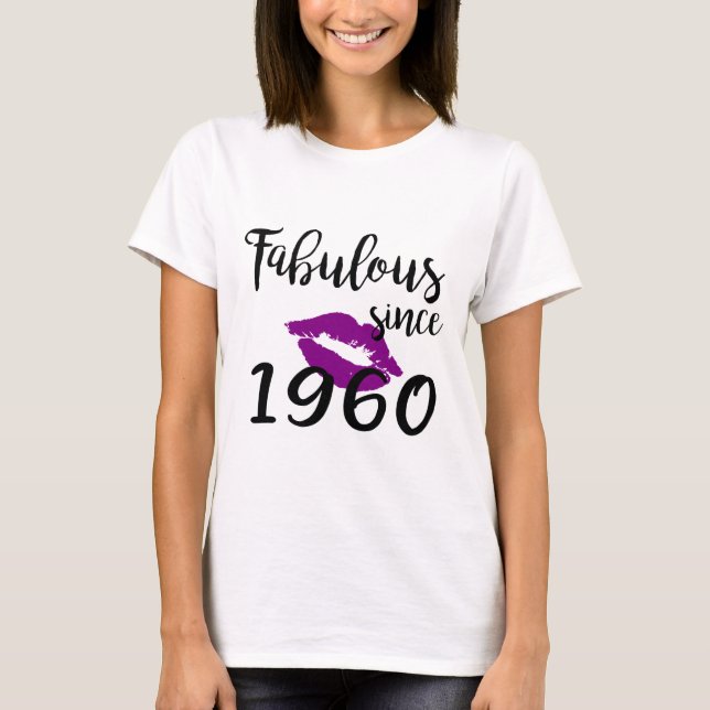 T-shirt Fabuleuse depuis 1960 Glam Kiss Birthday Women Lip (Devant)