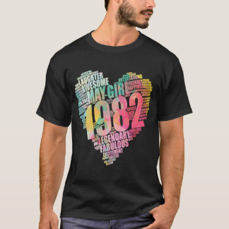 T-shirt Fabuleuse FILLE DE MAI 1982 Gros Coeur génial 40e 