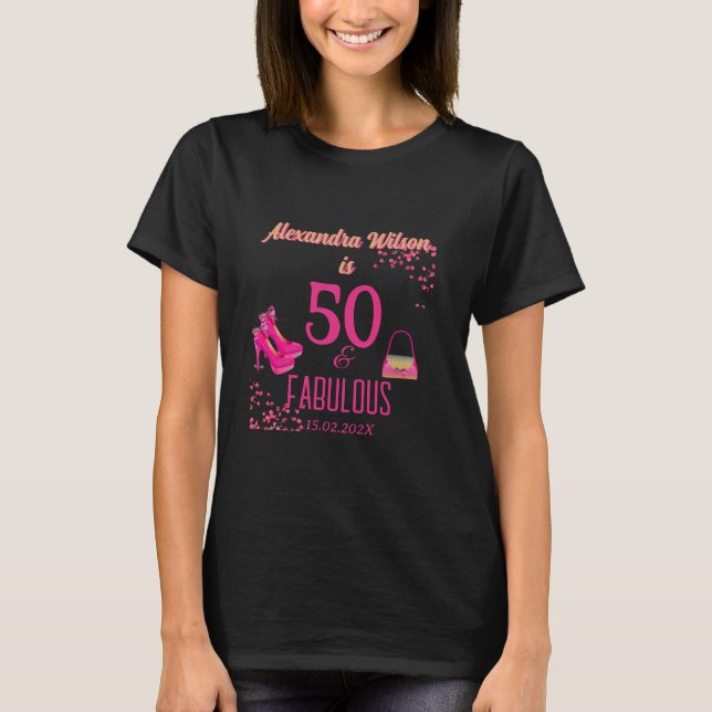 T-shirt Fabuleux 50e anniversaire talon d'or rose femmes (Devant)