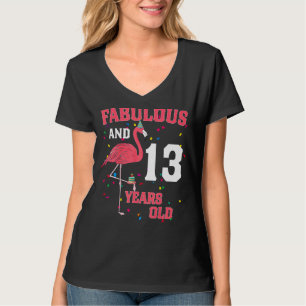 T-shirt Fabuleux Et 13 Ans Flamant rose Rose Anniversaire