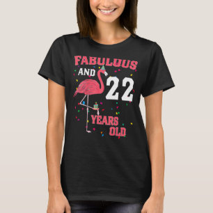 T-shirt Fabuleux Et 22 Ans Flamant rose Rose Anniversaire